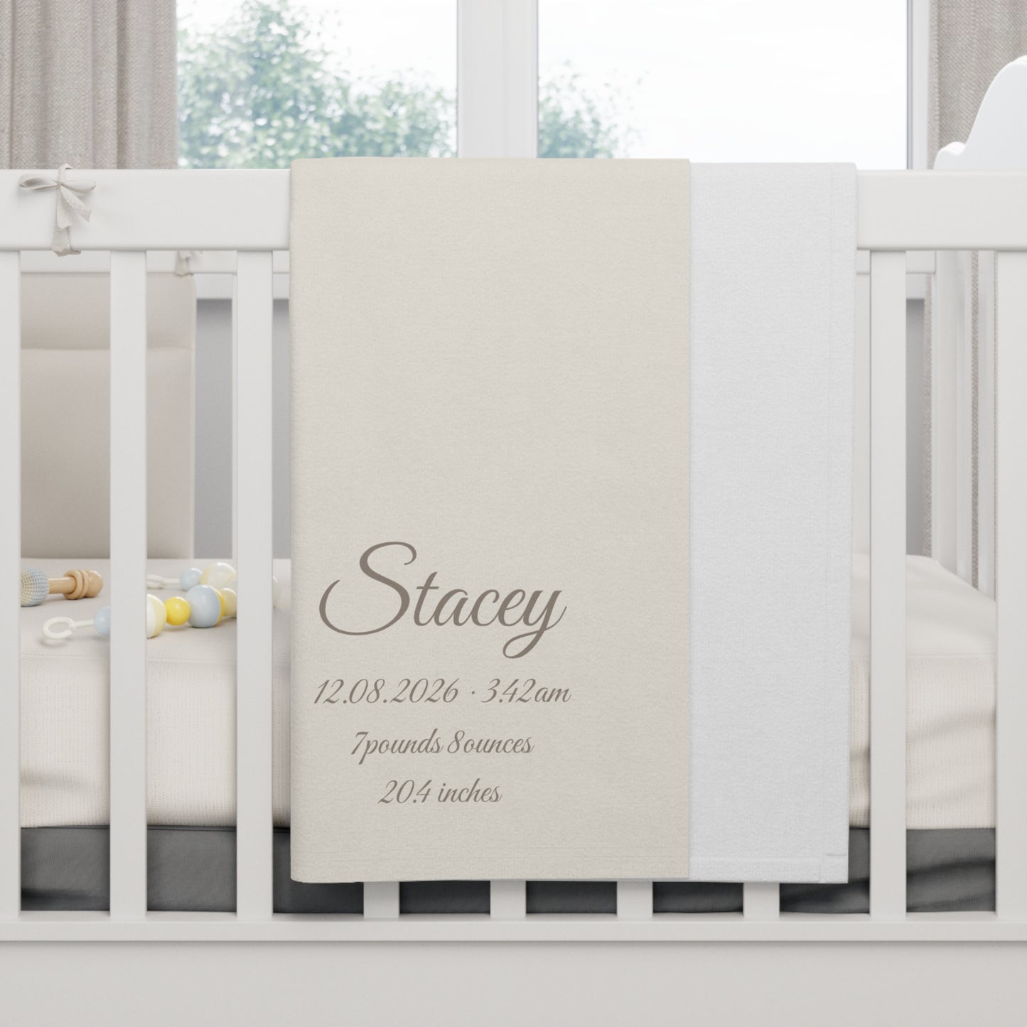 Personalized Baby Blanket with Birth Details | Cream