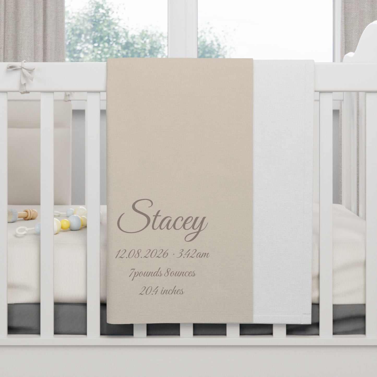 Personalized Baby Blanket with Birth Details | Beige