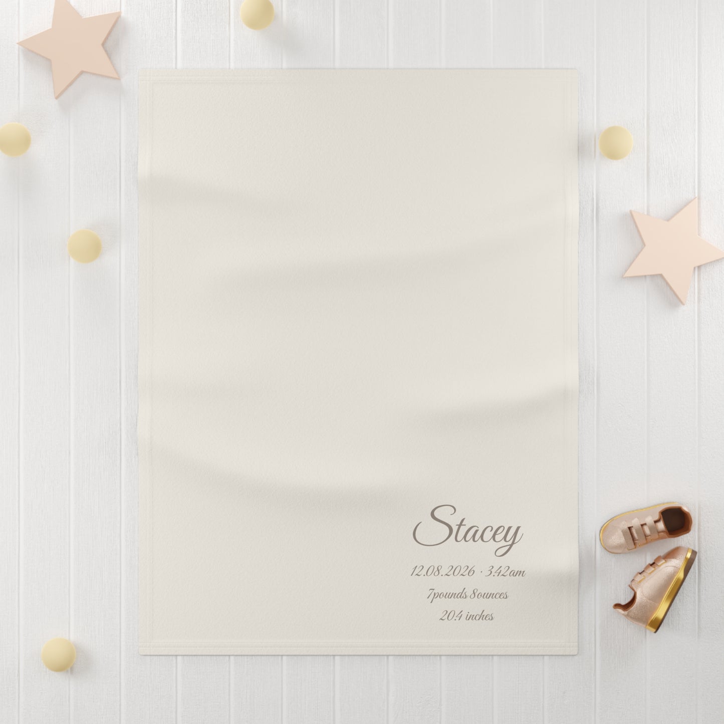 Personalized Baby Blanket with Birth Details | Cream