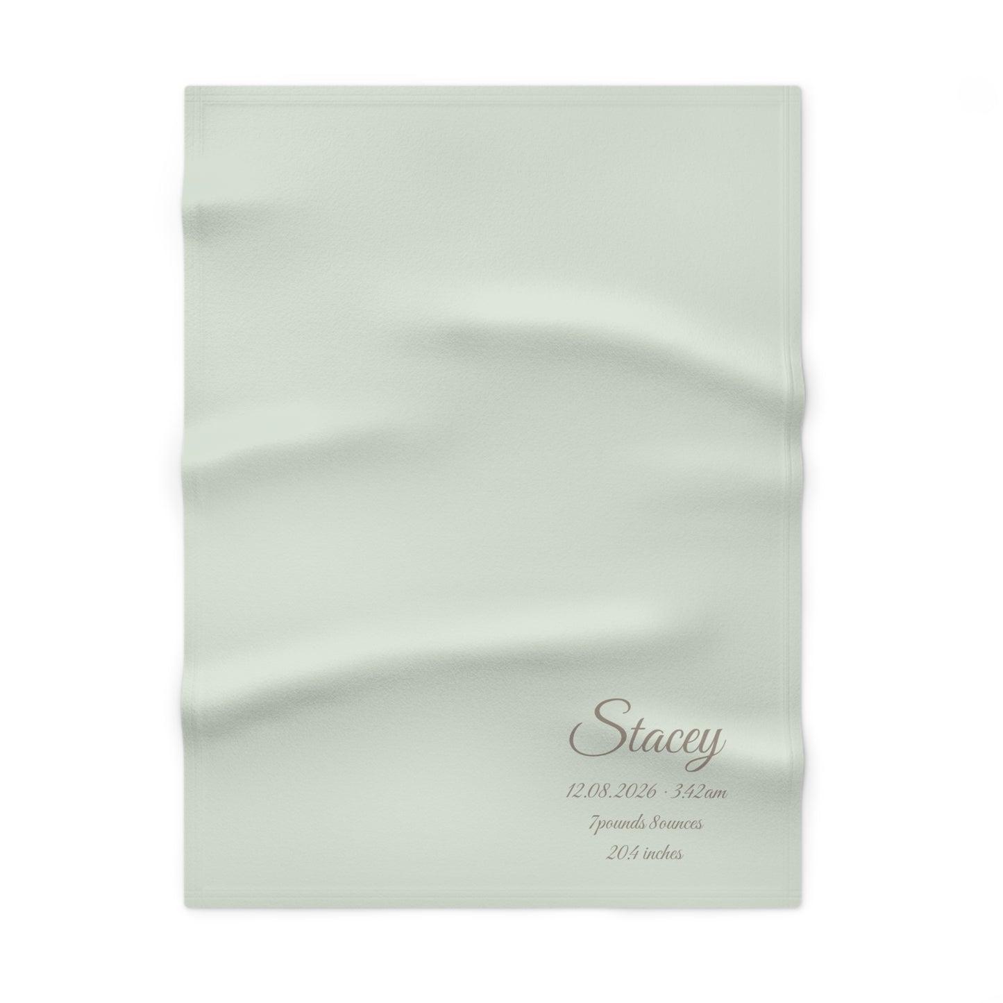 Personalized Baby Blanket with Birth Details | Sage Green
