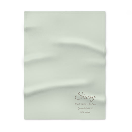 Personalized Baby Blanket with Birth Details | Sage Green