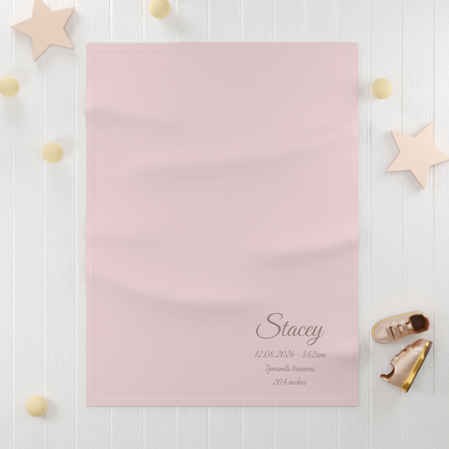 Personalized Baby Blanket with Birth Details | Blush Pink