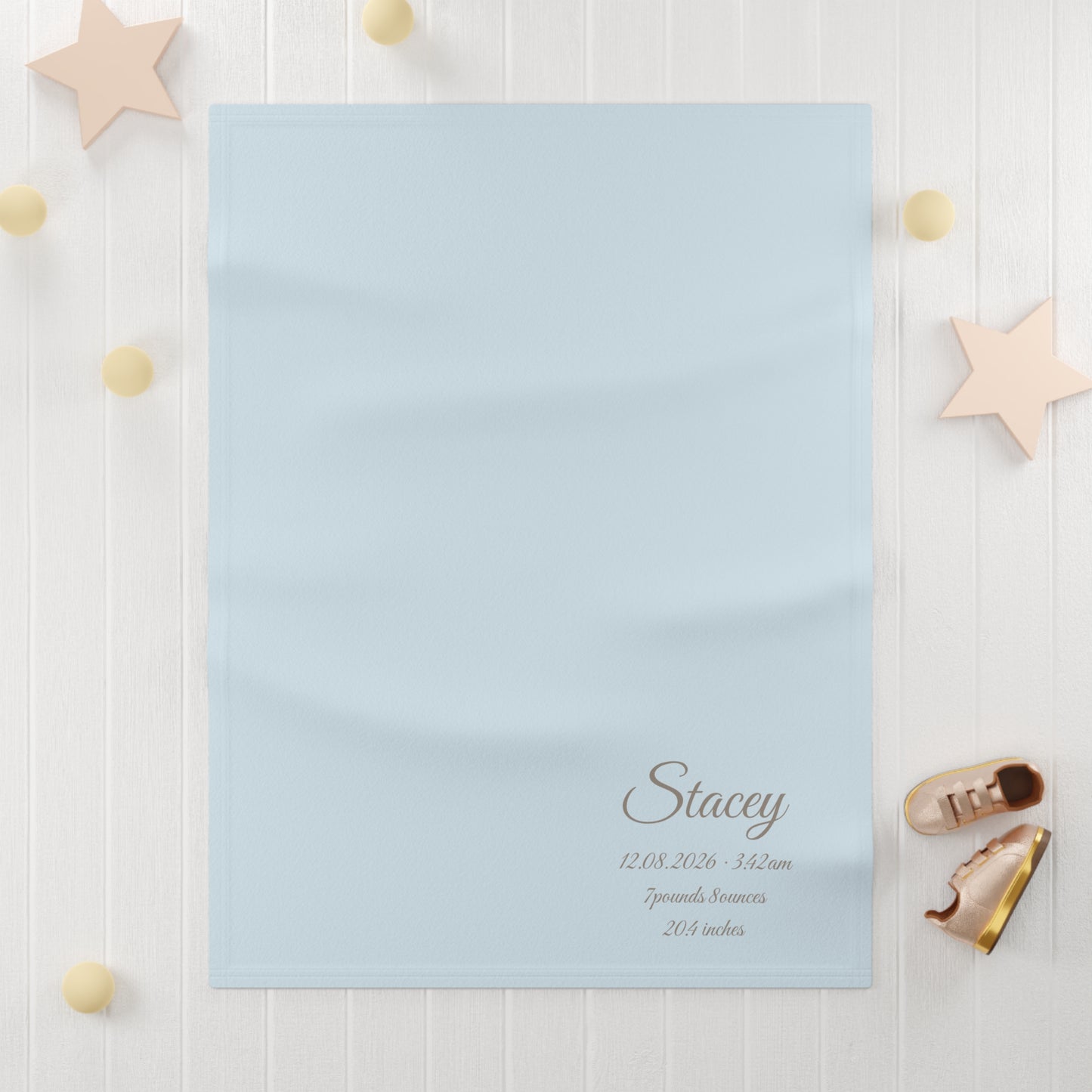 Personalized Baby Blanket with Birth Details | Sky Blue
