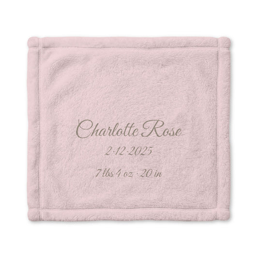 Personalized Baby Lovey with Birth Details | Blush Pink