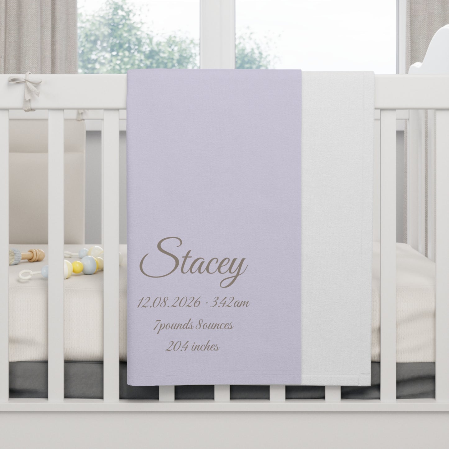 Personalized Baby Blanket with Birth Details | Lavender