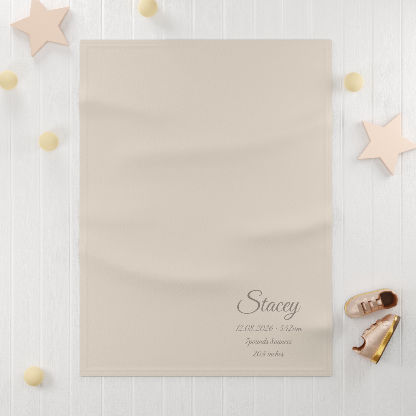Personalized Baby Blanket with Birth Details | Beige