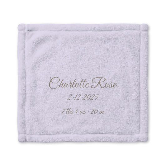 Personalized Baby Lovey with Birth Details | Lavender