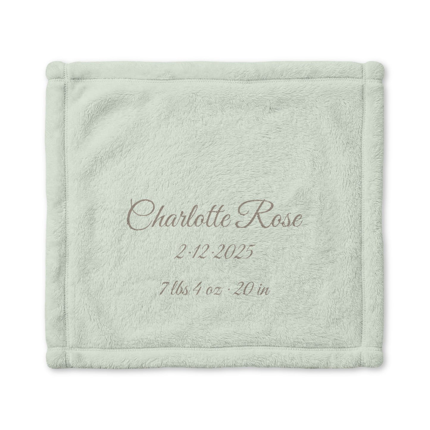 Personalized Baby Lovey with Birth Details | Sage Green