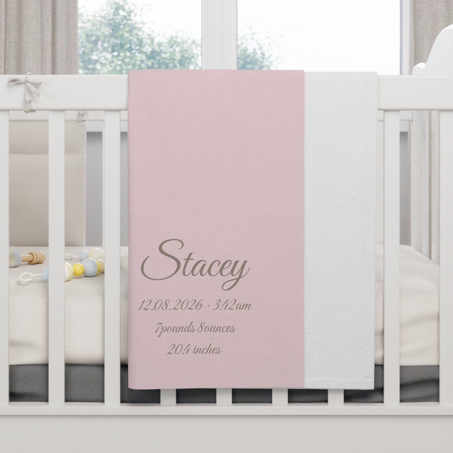 Personalized Baby Blanket with Birth Details | Blush Pink