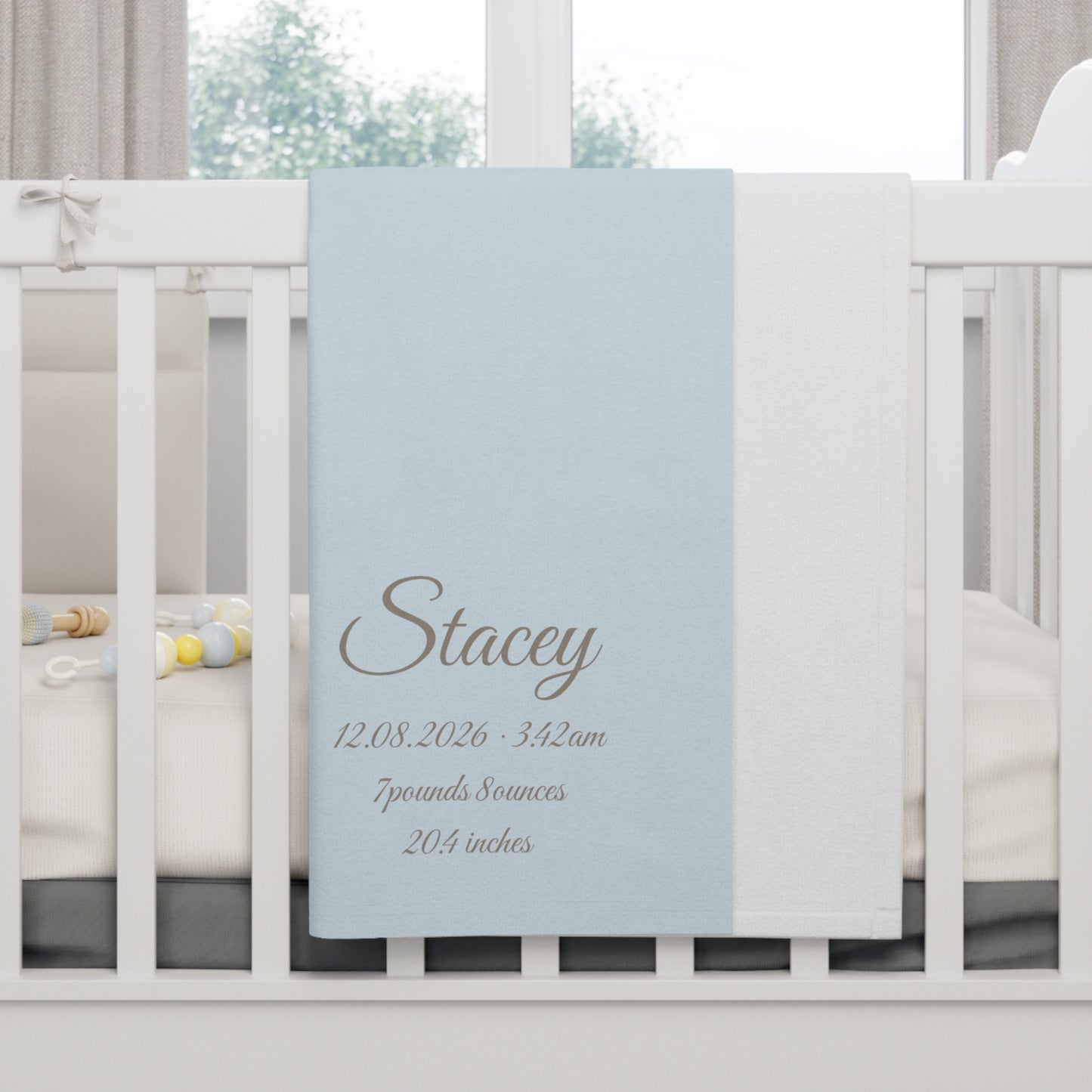 Personalized Baby Blanket with Birth Details | Sky Blue